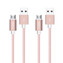 포엘지 Mobile 마이크로 5핀 메탈 데이터케이블 2m, 핑크, 2개입