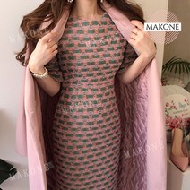 럭셔리 리본 트위드 원피스 수입 결혼식 봄 가을 하객룩 돌잔치 명품 스타일 상견례룩