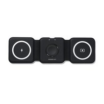 벤딕트 3in1 맥세이프 무선 고속 충전기 15W 접이식 아이폰 에어팟 애플워치 여행용 휴대용, 1개, 블랙