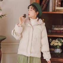 겨울 여자 심플 단색 숏 패딩 10대 중학생 고등학생 빅사이즈 점퍼 동복 블루 블랙 크림색