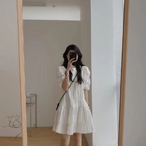 셔링 화이트 청순 원피스