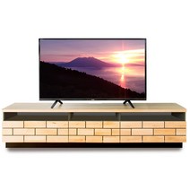 [60-65형 추천] 아이리스 플라자 TV대 TV 보드 로보드 폭 180cm 깊이 40cm 높이 39cm 50형 55형 내츄럴 천연 나무 서랍 첨부 블록 디자인 문 첨부 완성품 내하중 30kg