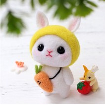 DIY 양모펠트 니들펠트 토끼 패키지 SET 퀼트, 당근토끼, 1개