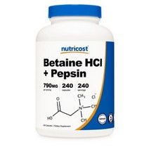 뉴트리코스트 베타인 HCI + 펩신 790mg 캡슐 글루텐 프리, 240개입, 5개