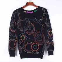 송장프린터 라벨출력기 페이지라벨기대외 무역 원래 송장 스페인 desigual 블랙 다채로운 인쇄 큰 둥근 목, 01 Beige_02 M