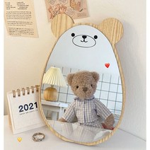 [오늘발송] 탁상거울 화장대거울 화장거울, 곰돌이우드거울