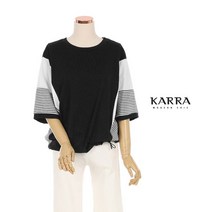 카라 KARRA 77까지 소매줄지배색스트링라운드티셔츠 KB1MTS003C