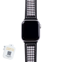 모할랩 애플워치 3/4/5/6/7/8/SE 호환 하운드 투스 가죽 스트랩 + 보호필름, 02 블랙, 41mm