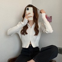 마쿠쿠 위아래 니트 후드 집업 점퍼 크롭 니트 가디건 카디건