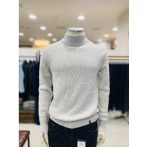 레노마 옴므 21 F/W 라이트 그레이 모 캐시미어 케이블 짜임 반폴라 니트티셔츠/RNDMKT69A