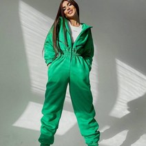 점프슈트 스키복 보드복 캐주얼 여성 기본 까마귀 점프 슈트 지퍼 드로스트링 오버올 플리스 안감 streetwear tracksuit solid 원피스 복장 바람막이 방한복 명품