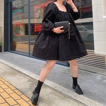 빅사이즈 캉캉 셔링 원피스 오버핏 스퀘어넥 55-130 사이즈 추천