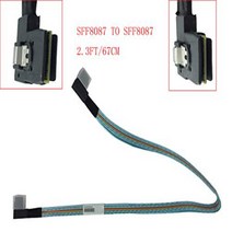 (2.3FT) Mini-SAS (Right Angle) to Mini SAS (Left Angle) Data Cable for HP DL360P Gen8 Compatible 657, 1