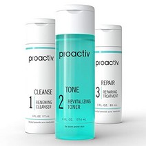 Proactiv 3 단계 여드름 치료 - 벤조일 퍼옥사이드 세안 얼굴 및 몸을 위한 여드름 반점 치료 수리 각질 제거 토너 - 90일 전체 여드름 스킨 케어 키트