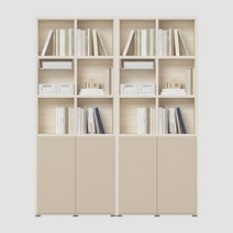 한샘 샘 책장 5단 80cm 수납형 X 2set 시공 (컬러 택1), 내추럴오크_책장/코튼그레이_도어(2)(K)