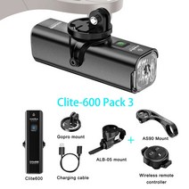 USB충전식 자전거 LED라이트 towild clite 600lm 자전거 라이트 프론트, 팩 3