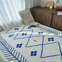 기하학 노르딕 사계절 러그 검정 파랑