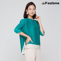 [플리츠미] 밑단 컬러블록 주름 티셔츠