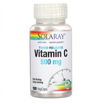 솔라레이 (Solaray) 비타민C 서방형 500mg 영양제 1병 100개 알약, 100정