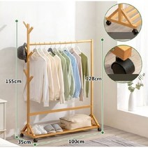 우든 원목 이동식행거 튼튼한 행거 조립식행거 옷걸이행거 드레스룸행거 2단행거 코너행거 행거봉 행거옷장 미니행거 옷장 옷가게행거, 03_우든(원목색) 고급형