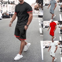 Surkat 2022 여름 남자운동복 + 남성 반바지 유행 반팔반바지세트 상하 세트