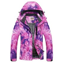 WULFUL 여성용 방수 스노우 스키 재킷 산악 방풍 겨울 코트 탈착식 후드 포함 화이트., Digital Printing-hs03