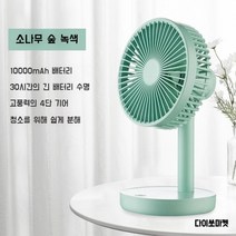 탁상용선풍기 무선 회전 데스크탑 USB 헤드 충전 음소거 배터리, 녹색 배터리10000mAh 30시간, FREE