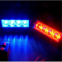 렉카 엠뷸런스 견인차량 LED 파박이 경광등 12V 비상 응급차 자동차 싸이키 엠불란스 경찰차, [4발타입]블루-레드LED