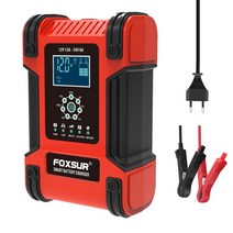 무선충전기 휴대폰 FOXSUR 12V24V 12A 자동 배터리 충전기 펄스 수리 LCD 오토바이 리드 산 성 Agm 젤, 01 YELLOW_03 UK