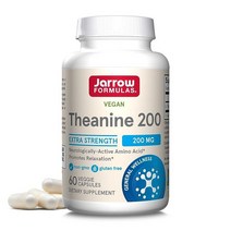 Jarrow Formulas Theanine 200mg 60 베지 캡 신경학적 활성 아미노산 녹차에서 발견 휴식 촉진 60회 분량 미국직송 317475, 60 Count (Pack of 1)