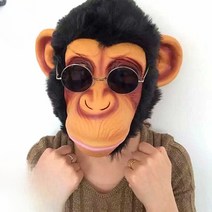 동물 마스크 얼굴 물고기 호랑이 말 머리 고릴라 가면, 흰머리 수탉 모자