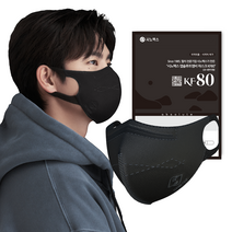 시노펙스 앱솔루트MB 데일리핏 KF80 새부리형 컬러 마스크 보건용 황사 미세먼지 귀편한 50매 소형, 블랙, 1개입