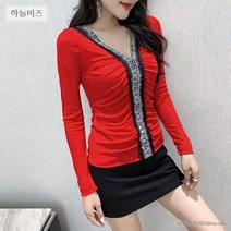 여성 v 넥 니트 핫피스 패션 브이넥 긴팔 슬림 이너 뉴타임즈 C13 R211Q353