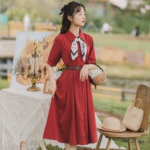 봄 소녀풍 레트로 원피스 소프트 스타일 셔츠블루 체크 여성 여름 부서 우유 달콤한 첫사랑 스커트 허리 슈퍼 요정