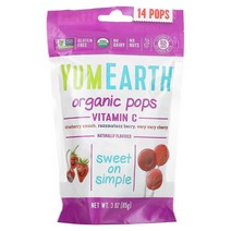 YumEarth 유기농 막대사탕 비타민C 딸기 맛 베리 맛 체리 맛 막대사탕 14개 85g(3oz)