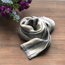 리투아니아 린넨 머플러 빈티지블루 스트라이프 봄 여름 가을 겨울