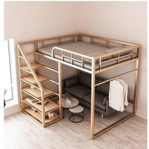 스마트침대 철 작업 높은 침대 빈 싱글 상단 바닥 공간 절약 다락방 2 단 아파트 높고 낮은 프레임, 3+120x200cm