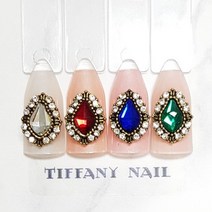티파니네일 앤틱 보석 파츠, 2개입, 물방울레드