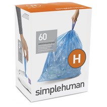 심플휴먼 코드H 30-35L 쓰레기봉투 60개입 블루 simplehuman Code H Trash Bags 60 Liners Blue Count, 1