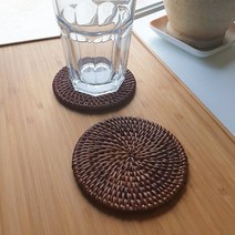 훈연 라탄 컵받침 1P, 단품