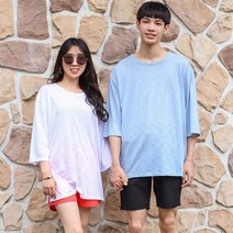 더블맨즈 커플시밀러룩 빅사이즈커플룩 시원한 슬라브 오버핏티