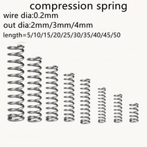 스프링 토션 인장 제작 코일 금형 문 파는곳 종류 팜 20pcs 0.2mm 압축 외경 2mm 3mm 4mm 스테인레스 스틸 마이크로 소형 압축, 40mm