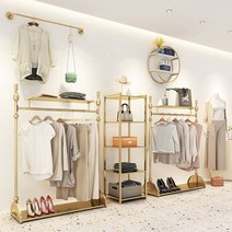 골드 금색 옷가게용 철제 행거 매장인테리어 고급진, 황금 베니어 측 교수형 길이 150175CM