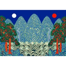 대형 물감3배 모모픽스페인팅 일월 오봉도 60x75cm DIY명화그리기 세트 페인팅 달그림 임금님 조선왕궁 병풍 그림