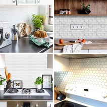 보닥 타일 시트지 욕실 주방 셀프인테리어 DIY 1장, 헥사곤화이트