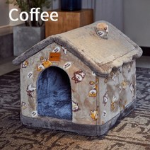 접이식 개집 애완 동물 고양이 침대 겨울 개 빌라 수면 이동식 둥지 따뜻한 동봉 동굴 소파 공급 лежа, Coffee puppy_S 43x36x34cm
