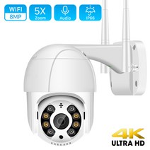 영어 설명서 8MP 4K 구름대 카메라 IP 옥외 와이파이 카메라 HD 5MP H.265 무선 감시 안전 CCTV 3MP 인공지능 추적 컬러 야간 촬영, 5MP에 32G 카드 추가, 유럽 연합 플러그
