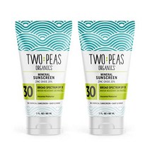 선크림 two peas organics - 모든 천연 유기농 선스크린 로션 - 산호초 안전 - 베이비 키드 앰프 가족 친화적 - 무화학 미네랄 기반 포뮬러 - 방수 앰프 무향, 3fl oz(2개들이 팩)
