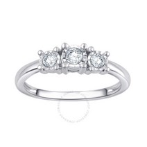 Diamondmuse 0.25 cttw 스털링 Sterling Silver 3 Stone Diamond Engagement Ring for Women I-J I2-I3KR15684
