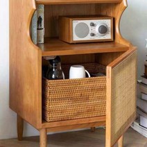 라탄 원목 케인 협탁 침대옆 서랍장 틈새 사이드 2color, 체리 우드